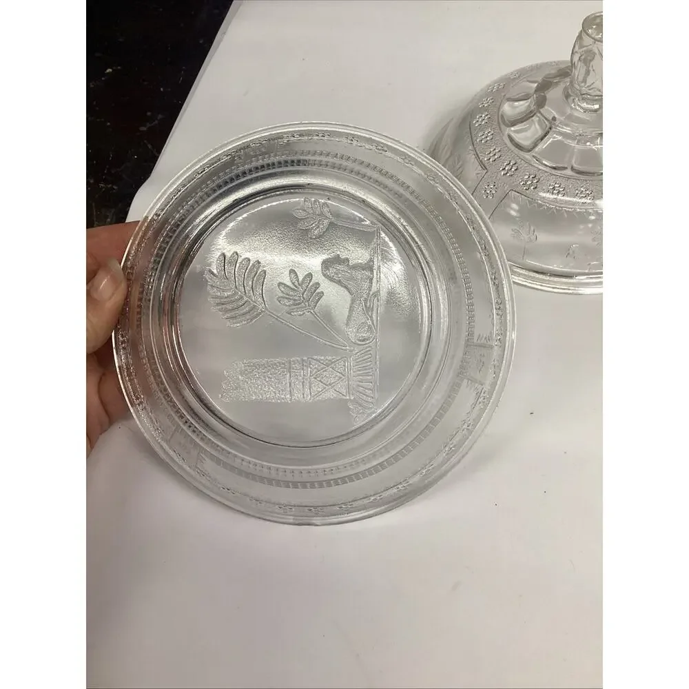 Antique EAPG Adams Glass SPHINX Egyptian Sphynx 50 Parthenon Covered BUTTER DISH